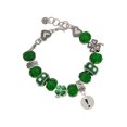 thumbnail image 1 of Delight Jewelry Silvertone Disc 1/2'' - Symbol - Exclamation Point - ! - Green Irish Luck Bead Charm Bracelet, 7.5", 1 of 4