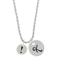 thumbnail image 1 of Delight Jewelry Silvertone Disc 1/2'' - Symbol - Exclamation Point - ! - Silvertone Script Initial Disc - K - Charm Necklace, 20"+3", 1 of 4