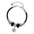 thumbnail image 1 of Delight Jewelry Silvertone Disc 1/2'' - Symbol - Exclamation Point - ! - Wife Celtic Knot Leather Bead Bracelet, 7"+2" Extender, 1 of 4