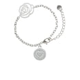 thumbnail image 1 of Delight Jewelry Silvertone Disc with Crystal Heart Silver-tone Flower Link Chain Bracelet, 6.75"+2" Extender, 1 of 4