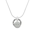 thumbnail image 1 of Delight Jewelry Silvertone Disc with Crystal Peace Sign Silver-tone You Mean the World to Me Ring Necklace, 18", 1 of 4