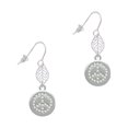 thumbnail image 1 of Delight Jewelry Silvertone Disc with Crystal Peace Sign Silvertone Leaf French Earrings, 1 of 5