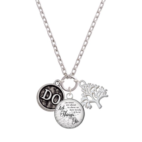 Delight Jewelry Silvertone Doctor Caduceus Seal - DO Let Things Go Fall Zoey Charm Necklace, 28"