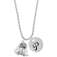 thumbnail image 1 of Delight Jewelry Silvertone Dog Angel Silvertone Script Initial Disc - P - Charm Necklace, 20"+3", 1 of 4