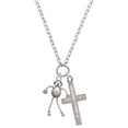 thumbnail image 1 of Delight Jewelry Silvertone Dog with 4 Dangle legs Be Strong and Courageous Engraved Cross Zoey Necklace, 28", 1 of 4
