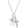 thumbnail image 1 of Delight Jewelry Silvertone Dog with 4 Dangle legs Everlasting Love Engraved Cross Zoey Necklace, 28", 1 of 4
