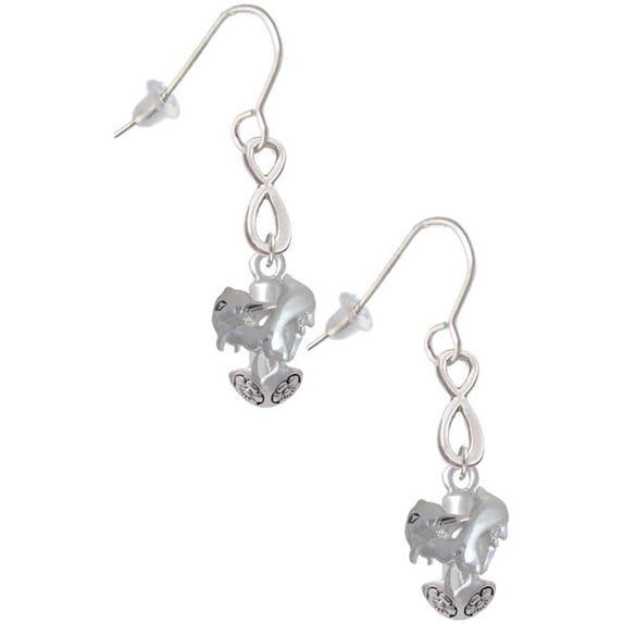 Delight Jewelry Silvertone Dolphins Spinner Silver tone Infinity French Earrings