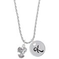 thumbnail image 1 of Delight Jewelry Silvertone Dolphins Spinner Silvertone Script Initial Disc - K - Charm Necklace, 20"+3", 1 of 4
