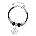 thumbnail image 1 of Delight Jewelry Silvertone Domed Ballet Dance Instructor Mother Celtic Knot Leather Bead Bracelet, 7"+2" Extender, 1 of 1