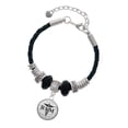 thumbnail image 1 of Delight Jewelry Silvertone Domed Black BSM Best Friend Celtic Knot Leather Bead Bracelet, 7"+2" Extender, 1 of 4