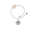 thumbnail image 1 of Delight Jewelry Silvertone Domed Black BSN - Rose Goldtone Leaf Delicate Bracelet, 6.25+1.75", 1 of 4