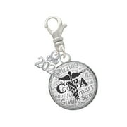 Delight Jewelry Silvertone Domed Black CNA - Clip on Charm with Year 2024