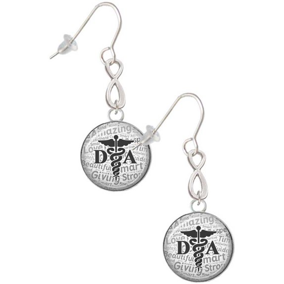 Delight Jewelry Silvertone Domed Black DA Silver tone Infinity French Earrings