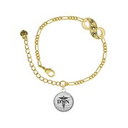 Delight Jewelry Silvertone Domed Black DSN Gold-tone Paw Infinity Link Chain Bracelet, 6"+2" Extender