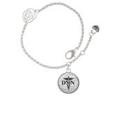 Delight Jewelry Silvertone Domed Black DSN Silver-tone Rose Link Chain Bracelet, 6.25"+1.75" Extender