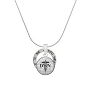 Delight Jewelry Silvertone Domed Black DSN Silver-tone You Mean the World to Me Ring Necklace, 18"