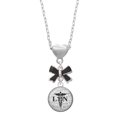 thumbnail image 1 of Delight Jewelry Silvertone Domed Black LPN Black Bow Heart Necklace, 1 of 4