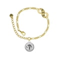 thumbnail image 1 of Delight Jewelry Silvertone Domed Black LVN Gold-tone Paw Infinity Link Chain Bracelet, 6"+2" Extender, 1 of 3