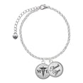 thumbnail image 1 of Delight Jewelry Silvertone Domed Black MD - Domed Thank You Charm Bracelet, 6"+2", 1 of 5