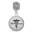 thumbnail image 1 of Delight Jewelry Silvertone Domed Black MPharm Lord Guide Me Charm Bead, 1 of 4