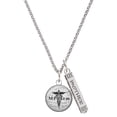 thumbnail image 1 of Delight Jewelry Silvertone Domed Black MPharm Silvertone Mother Daughter Bar Charm Necklace, 23", 1 of 4