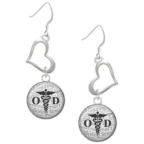 Delight Jewelry Silvertone Domed Black OD Open Heart French Earrings