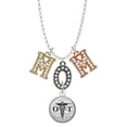 thumbnail image 1 of Delight Jewelry Silvertone Domed Black OT Multi-Colored Crystal Mom Charm Necklace, 1 of 5