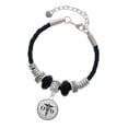 thumbnail image 1 of Delight Jewelry Silvertone Domed Black OTD Godmother Celtic Knot Leather Bead Bracelet, 7"+2" Extender, 1 of 4
