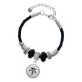 thumbnail image 1 of Delight Jewelry Silvertone Domed Black PA Niece Celtic Knot Leather Bead Bracelet, 7"+2" Extender, 1 of 4