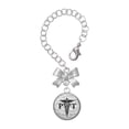 thumbnail image 1 of Delight Jewelry Silvertone Domed Black PT - Silvertone Bow Charm Accessory for Tumblers and Thermal Cups, 1 of 4