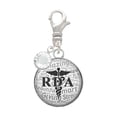 thumbnail image 1 of Delight Jewelry Silvertone Domed Black RDA - Silvertone Clip on Charm with Clear Crystal Drop, 1 of 4