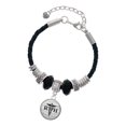 thumbnail image 1 of Delight Jewelry Silvertone Domed Black RDH Wife Celtic Knot Leather Bead Bracelet, 7"+2" Extender, 1 of 4