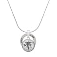 thumbnail image 1 of Delight Jewelry Silvertone Domed Black RPT Live Ring Charm Necklace, 18", 1 of 4