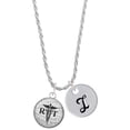 thumbnail image 1 of Delight Jewelry Silvertone Domed Black RPT Silvertone Script Initial Disc - I - Charm Necklace, 20"+3", 1 of 4