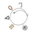 thumbnail image 1 of Delight Jewelry Silvertone Domed Black RRT Multi-Colored Crystal Love Charm Bracelet, 1 of 5