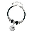 thumbnail image 1 of Delight Jewelry Silvertone Domed Black SLP Grandmother Celtic Knot Leather Bead Bracelet, 7"+2" Extender, 1 of 4