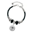 thumbnail image 1 of Delight Jewelry Silvertone Domed Black VT Mom Celtic Knot Leather Bead Bracelet, 7"+2" Extender, 1 of 4