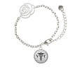 thumbnail image 1 of Delight Jewelry Silvertone Domed Black VT Silver-tone Flower Link Chain Bracelet, 6.75"+2" Extender, 1 of 4