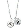 thumbnail image 1 of Delight Jewelry Silvertone Domed Class of 2025 Silvertone Script Initial Disc - R - Charm Necklace, 20"+3", 1 of 4