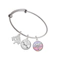 thumbnail image 1 of Delight Jewelry Silvertone Domed Multi Color B Pharm Silvertone Let Things Go Tree Charm Bangle Bracelet, 1 of 4