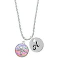 thumbnail image 1 of Delight Jewelry Silvertone Domed Multi Color B Pharm Silvertone Script Initial Disc - A - Charm Necklace, 20"+3", 1 of 4
