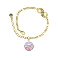 thumbnail image 1 of Delight Jewelry Silvertone Domed Multi Color BN Gold-tone Paw Infinity Link Chain Bracelet, 6"+2" Extender, 1 of 3
