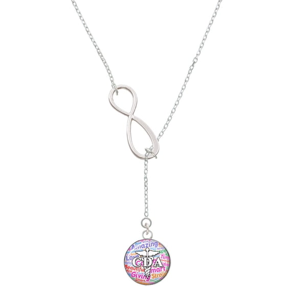 Delight Jewelry Silvertone Domed Multi Color CDA Silver tone Elegant Infinity Lariat Necklace