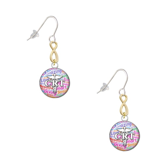 Delight Jewelry Silvertone Domed Multi Color CRT Gold Tone Infinity French Earrings