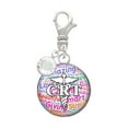 thumbnail image 1 of Delight Jewelry Silvertone Domed Multi Color CRT - Silvertone Clip on Charm with Clear Crystal Drop, 1 of 4