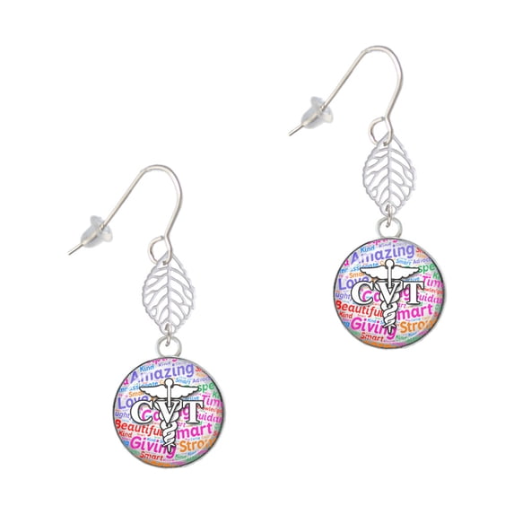 Delight Jewelry Silvertone Domed Multi Color CVT Silvertone Leaf French Earrings