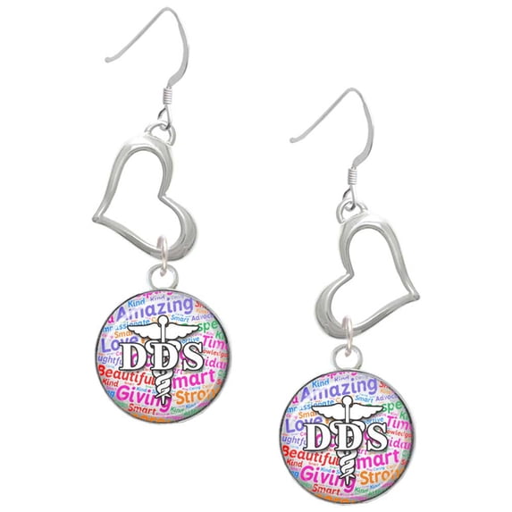 Delight Jewelry Silvertone Domed Multi Color DDS Open Heart French Earrings