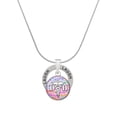 thumbnail image 1 of Delight Jewelry Silvertone Domed Multi Color DH Laugh Ring Charm Necklace, 18", 1 of 4