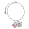 thumbnail image 1 of Delight Jewelry Silvertone Domed Multi Color DMD - Domed Thank You Charm Bracelet, 6"+2", 1 of 5