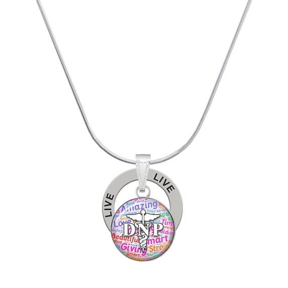 Delight Jewelry Silvertone Domed Multi Color DNP Live Ring Charm Necklace, 18"
